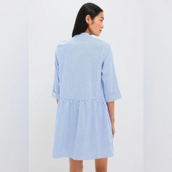 TUCKERNUCK Blue Stripe Royal Shirt Dress | Size L - Picture 3 of 4